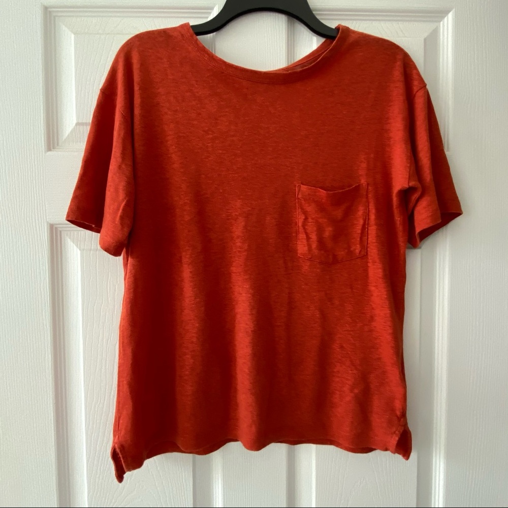 ROOTS Canada linen short sleeve pocket tee boxy relaxed fit XS